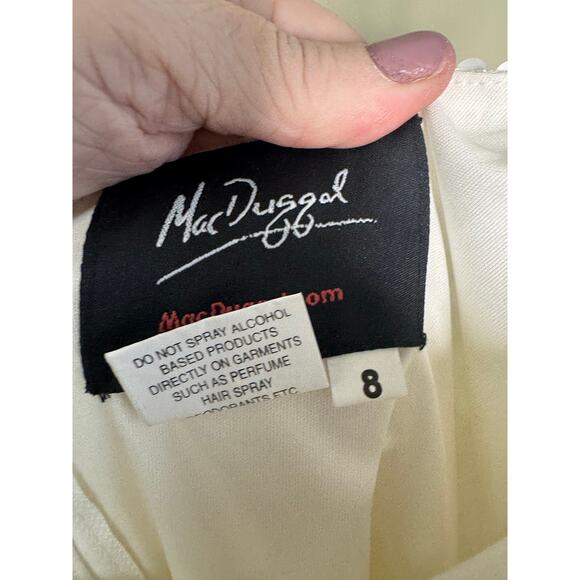 Mac Duggal NWT Sequin Mixed Media Floral Embellished Mini Dress in White Size 8 - Picture 7 of 8